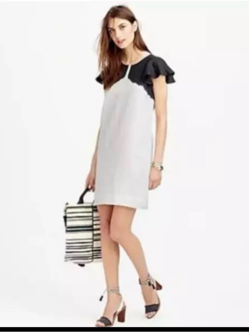 J.Crew Dip-Dyed Linen Flutter Sleeve Shift Dress Sz XL